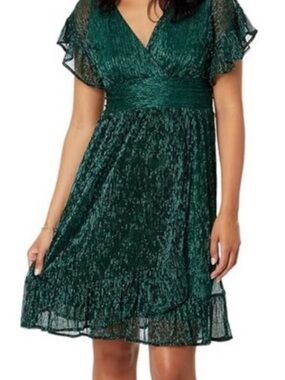 Lilly Pulitzer Emerald Green V-Neck Flutter Sleeve Midi Dress